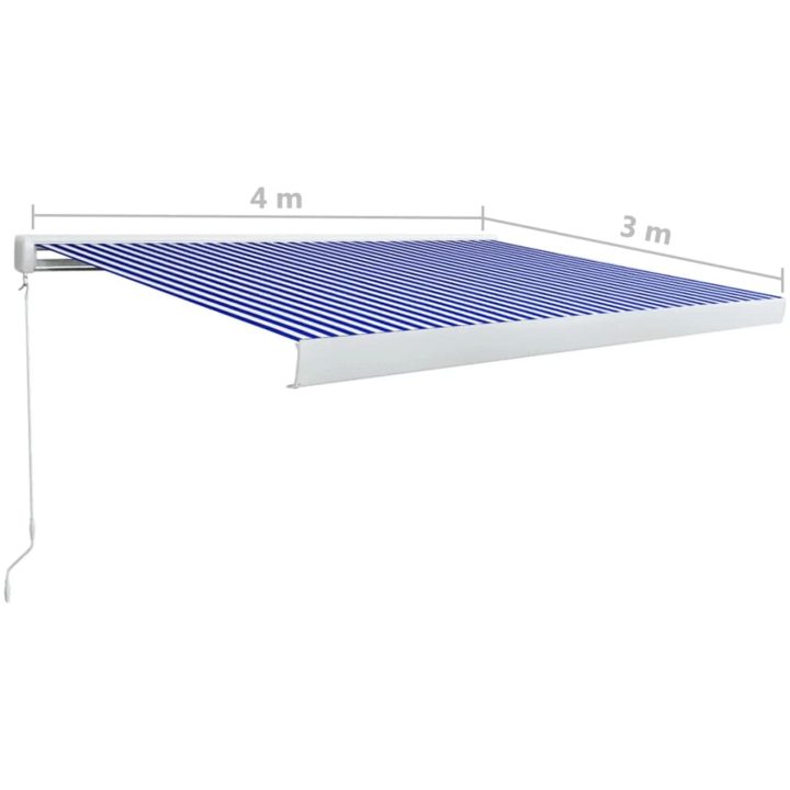 Markis manuell blå och vit vidaXL 400 x 300 cm – bild 7