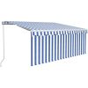 Markis manuell infällbar med rullgardin&LED blå och vit vidaXL 3 x 2.5 m – miniatyr 2