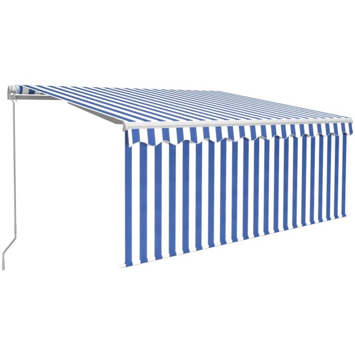 Markis manuell infällbar med rullgardin&LED blå och vit vidaXL 3 x 2.5 m – bild 2