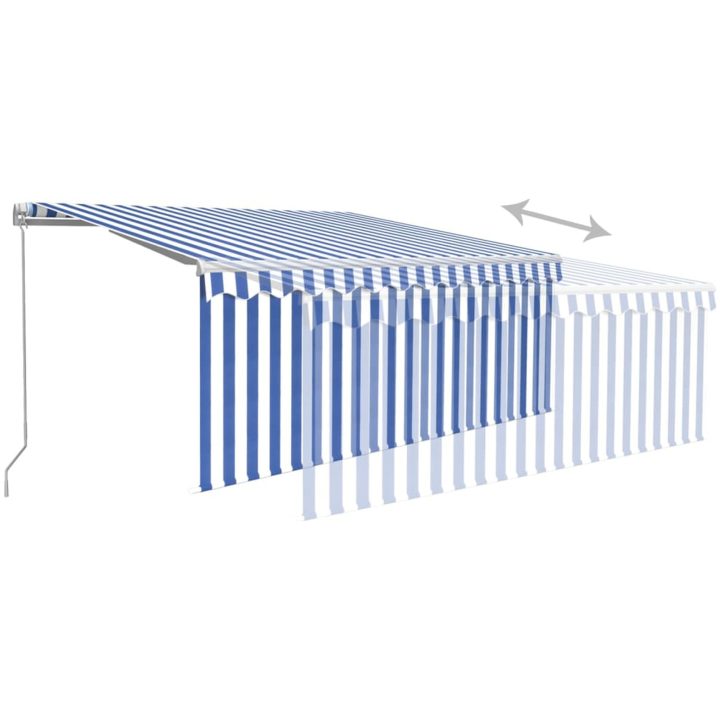 Markis manuell infällbar med rullgardin&LED blå och vit vidaXL 3 x 2.5 m – bild 4