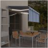 Markis manuell infällbar med rullgardin&LED blå och vit vidaXL 3 x 2.5 m – miniatyr 1