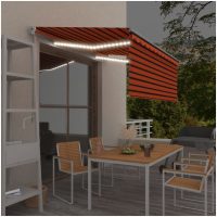 Markis manuell med rullgardin LED orange och brun vidaXL