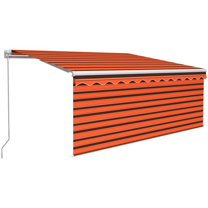 Markis manuell med rullgardin orange och brun vidaXL 3.5 x 2.5 m – bild 2