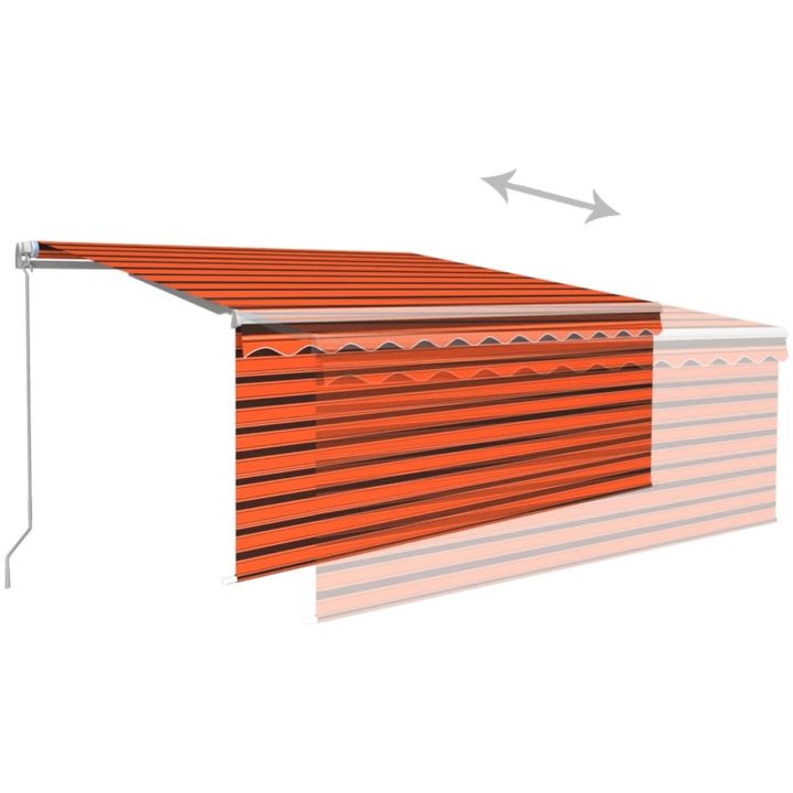 Markis manuell med rullgardin orange och brun vidaXL 3.5 x 2.5 m – bild 4