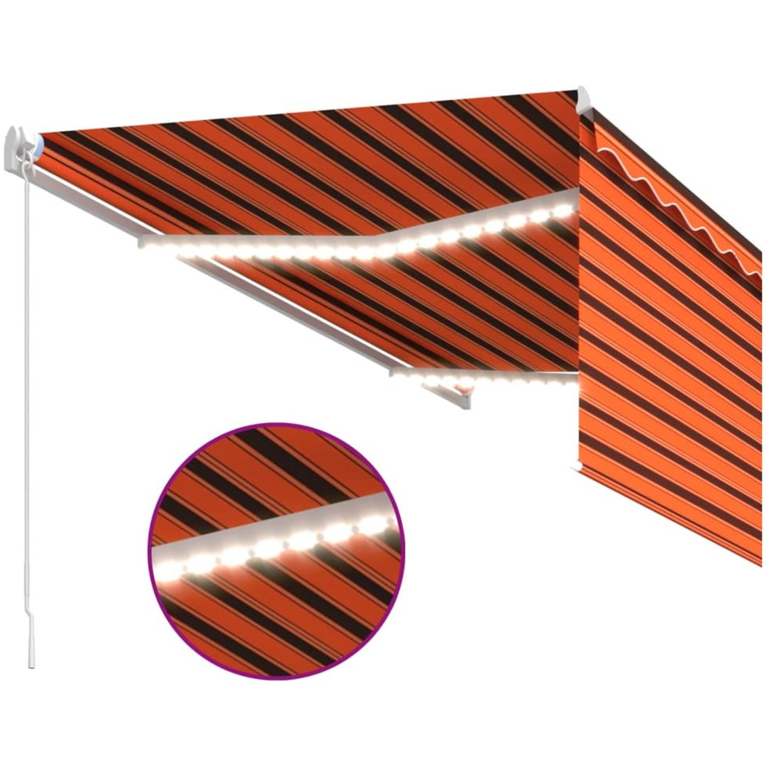 Markis manuell med rullgardin orange och brun vidaXL 3.5 x 2.5 m – bild 5