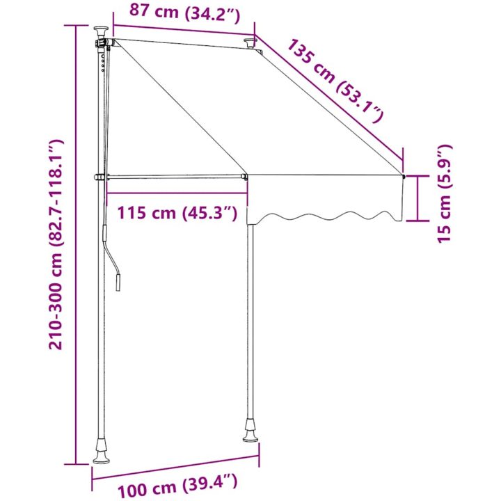 Markis manuellt infällbar 100 cm antracit vidaXL – bild 8