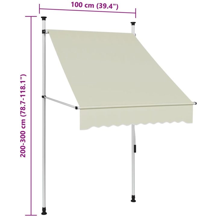 Markis manuellt infällbar 100 cm gräddvit vidaXL – bild 6