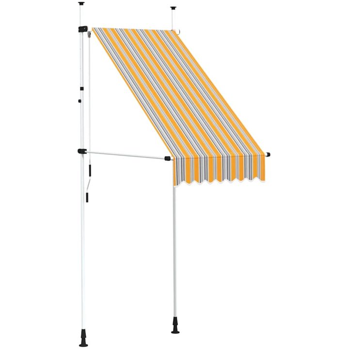 Markis manuellt infällbar 100 cm gula och blå ränder vidaXL – bild 2