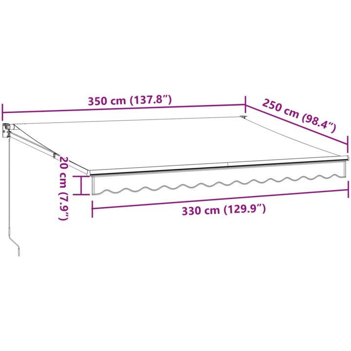 Markis manuellt infällbar 350x250 cm brun vidaXL 350 x 250 cm – bild 9