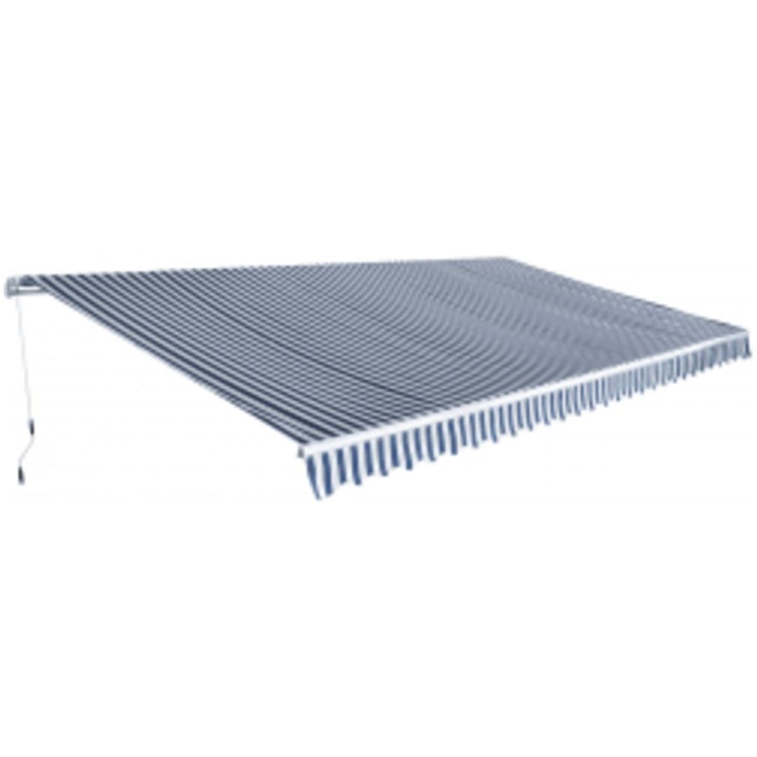 Markis manuellt infällbar 600 cm blå/vit vidaXL