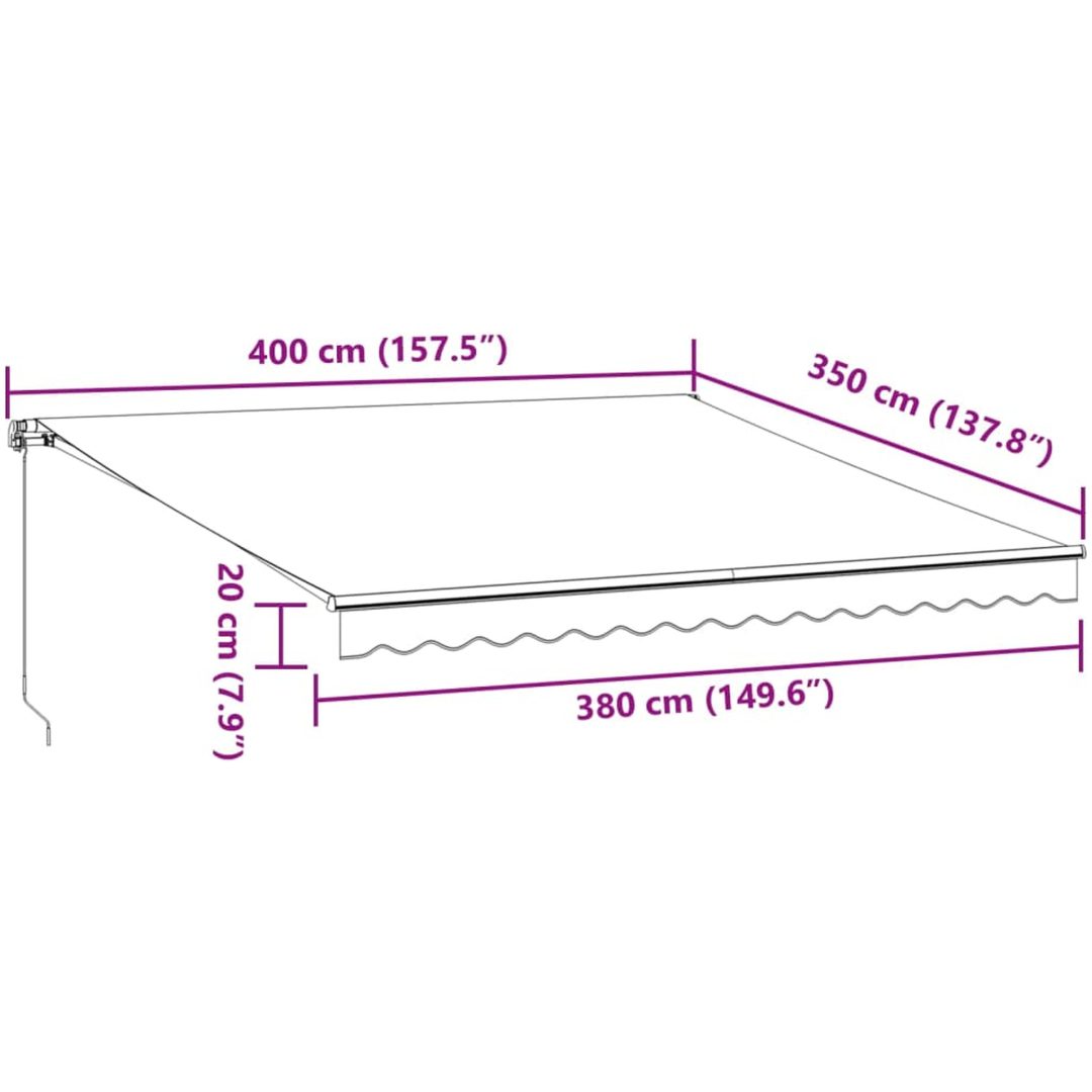 Markis manuellt infällbar antracit och vit vidaXL 400 x 350 cm – bild 9