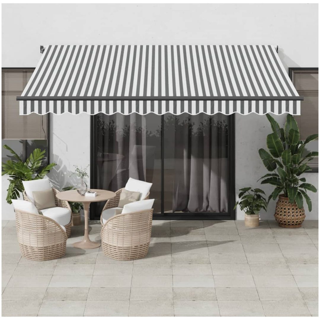 Markis manuellt infällbar antracit och vit vidaXL 400 x 350 cm