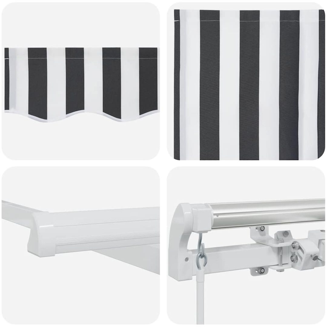Markis manuellt infällbar antracit&vit 450x300 cm vidaXL – bild 9