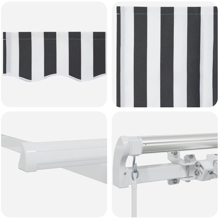 Markis manuellt infällbar antracit&vit 450x300 cm vidaXL – bild 9