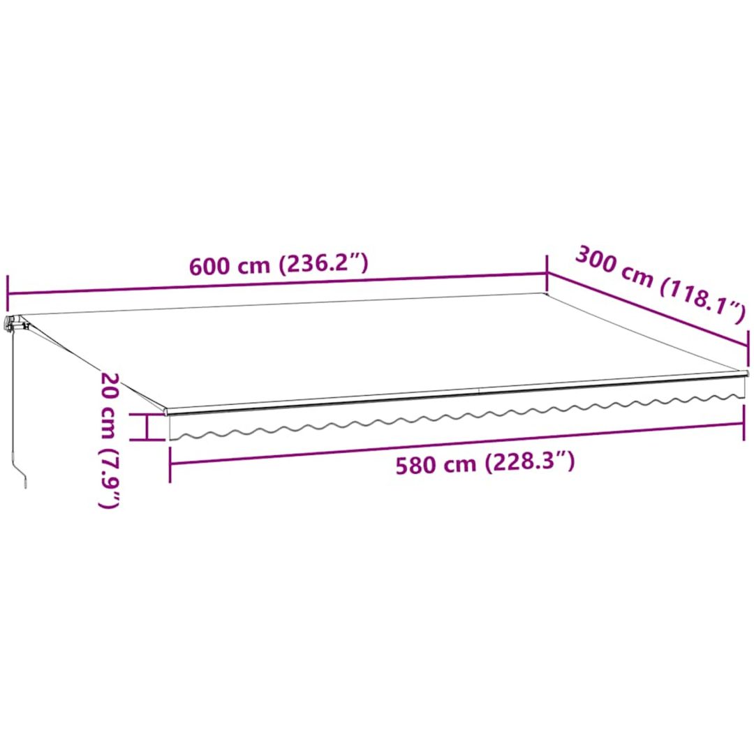 Markis manuellt infällbar antracit&vit 600x300 cm vidaXL – bild 9