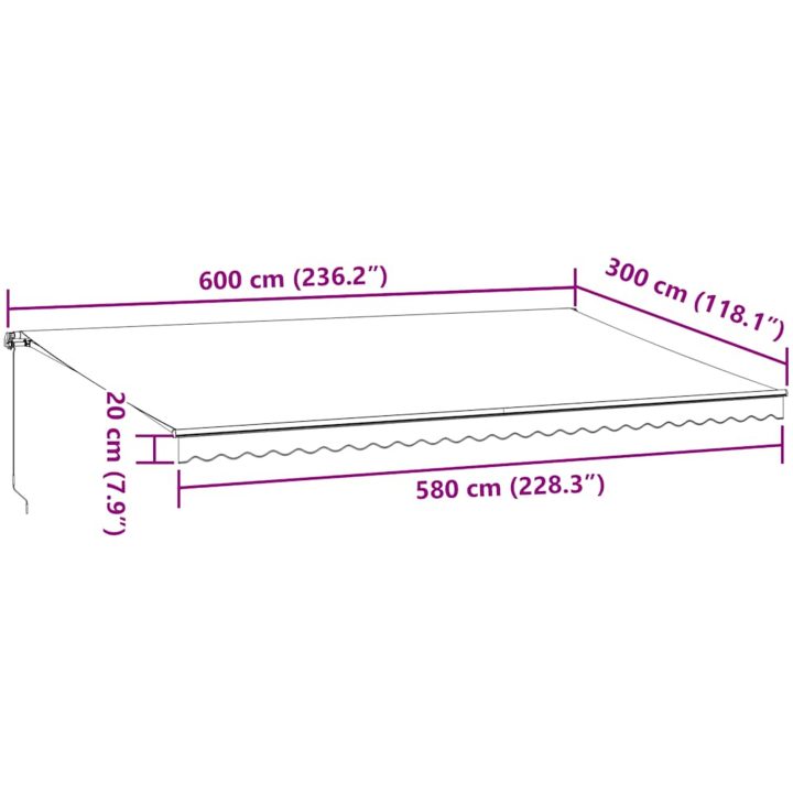 Markis manuellt infällbar antracit&vit 600x300 cm vidaXL – bild 9