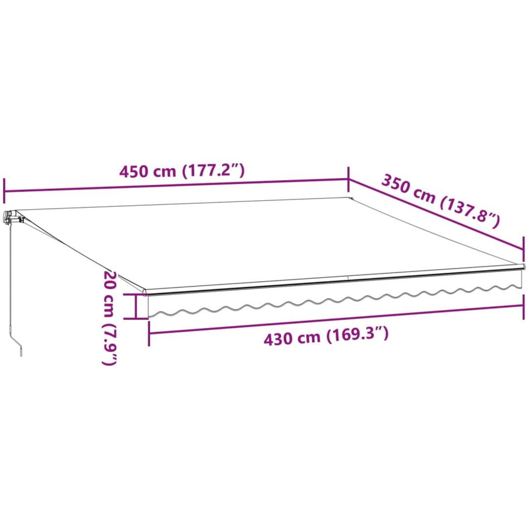 Markis manuellt infällbar antracit&vit vidaXL 450 x 350 cm – bild 9