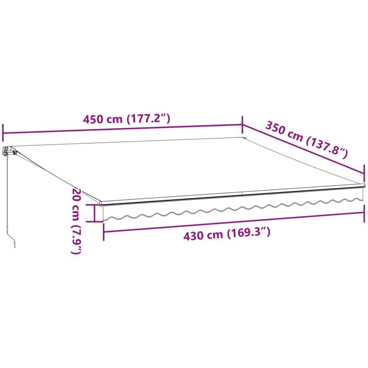 Markis manuellt infällbar antracit&vit vidaXL 450 x 350 cm – bild 9