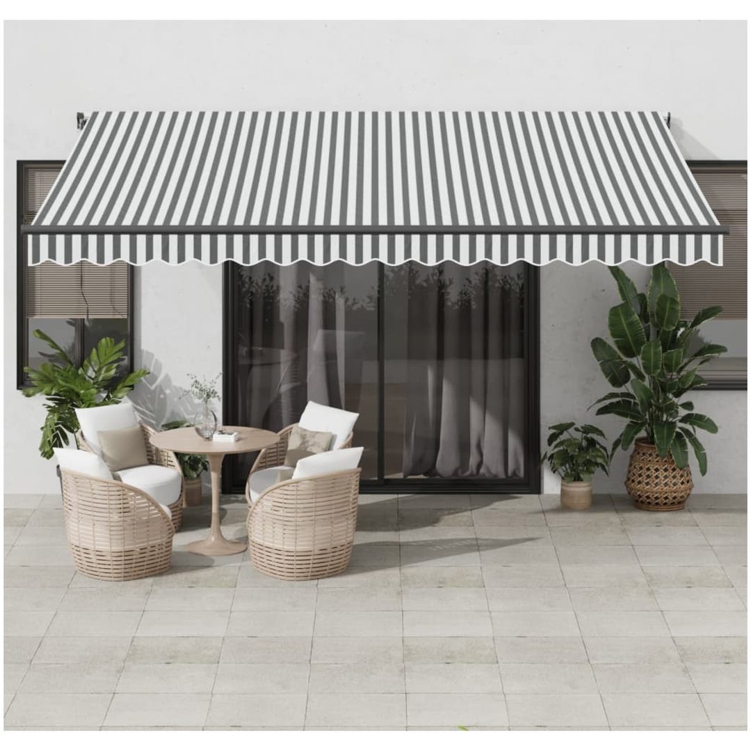 Markis manuellt infällbar antracit&vit vidaXL 450 x 350 cm