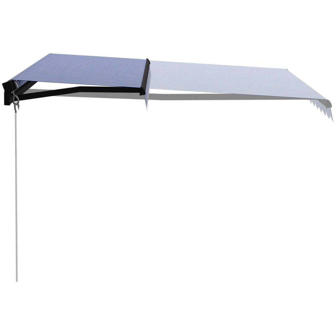 Markis manuellt infällbar blå och vit vidaXL 300 x 250 cm – bild 2
