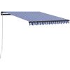 Markis manuellt infällbar blå och vit vidaXL 300 x 250 cm – miniatyr 1