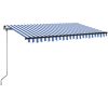 Markis manuellt infällbar blå och vit vidaXL 400 x 350 cm – miniatyr 2