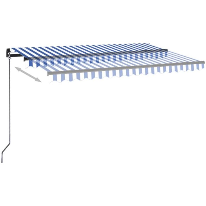 Markis manuellt infällbar blå och vit vidaXL 400 x 350 cm – bild 3
