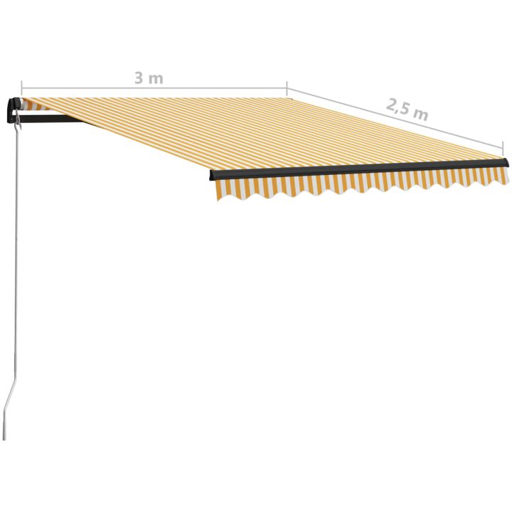 Markis manuellt infällbar gul och vit vidaXL 300 x 250 cm – bild 7