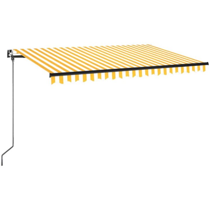 Markis manuellt infällbar gul och vit vidaXL 400 x 350 cm – bild 2