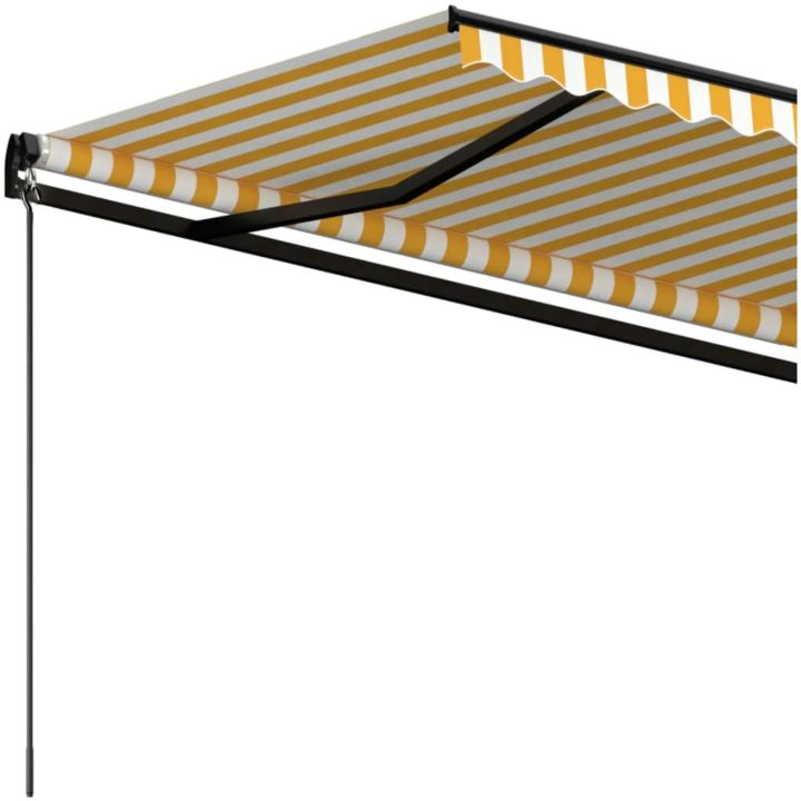 Markis manuellt infällbar gul och vit vidaXL 400 x 350 cm – bild 5