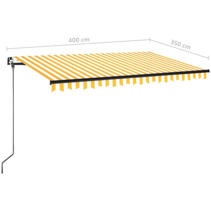 Markis manuellt infällbar gul och vit vidaXL 400 x 350 cm – bild 7