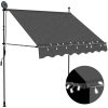 Markis manuellt infällbar med LED 100 cm antracit vidaXL – miniatyr 1