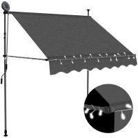 Markis manuellt infällbar med LED 100 cm antracit vidaXL