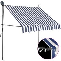 Markis manuellt infällbar med LED 100 cm blå och vit vidaXL