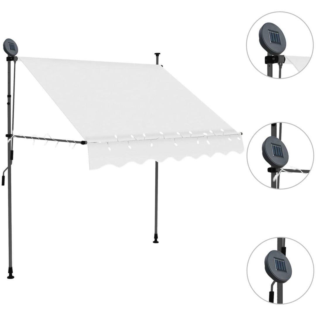 Markis manuellt infällbar med LED 100 cm gräddvit vidaXL – bild 3