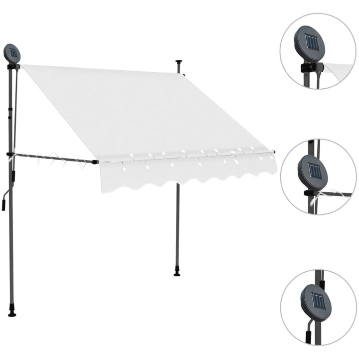Markis manuellt infällbar med LED 100 cm gräddvit vidaXL – bild 3