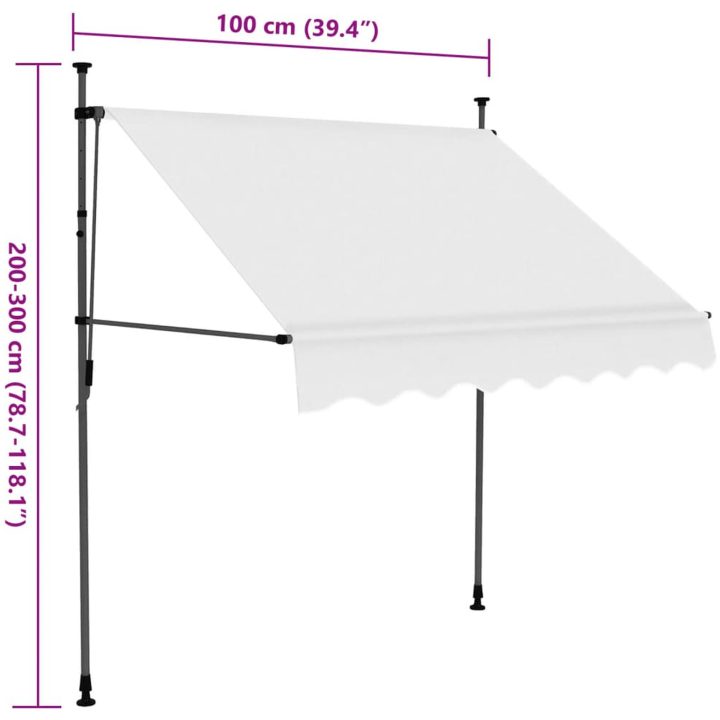 Markis manuellt infällbar med LED 100 cm gräddvit vidaXL – bild 8