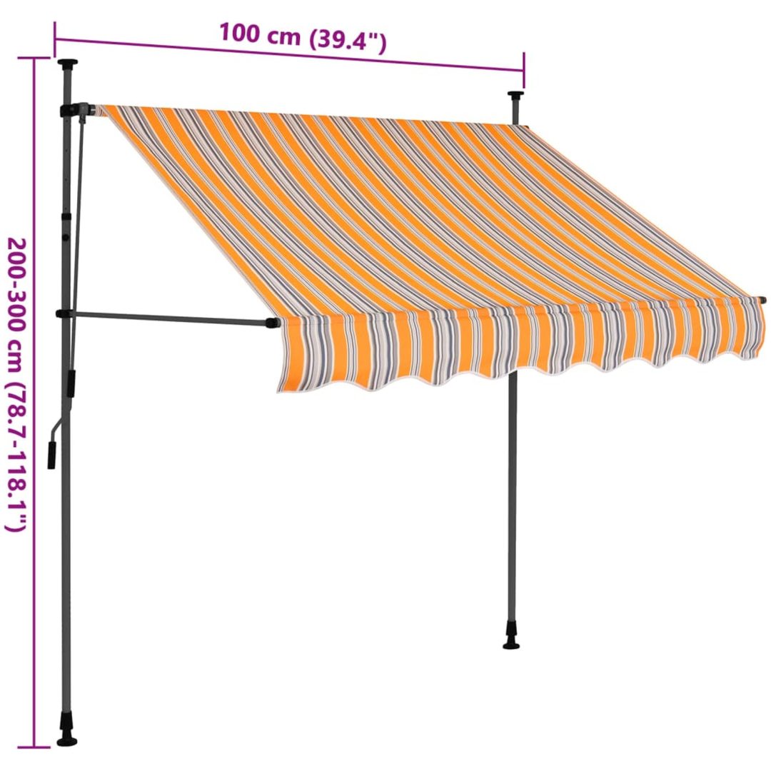 Markis manuellt infällbar med LED 100 cm gul och blå vidaXL – bild 8
