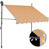 Markis manuellt infällbar med LED 100 cm gul och blå vidaXL – miniatyr 1