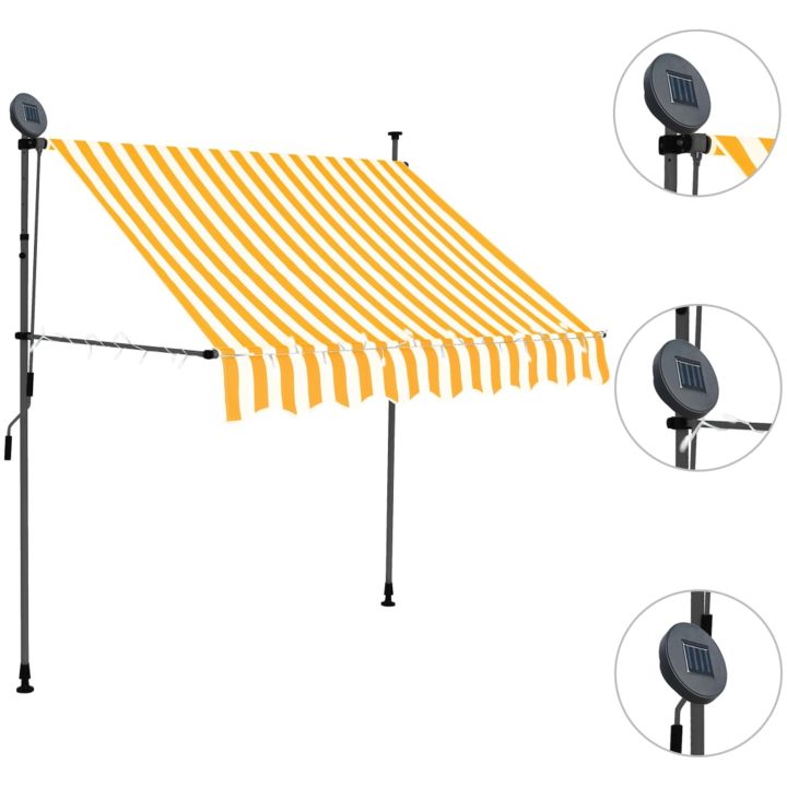 Markis manuellt infällbar med LED 100 cm vit och orange vidaXL – bild 3