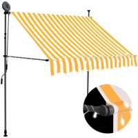 Markis manuellt infällbar med LED 100 cm vit och orange vidaXL