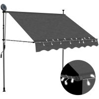 Markis manuellt infällbar med LED 150 cm antracit vidaXL
