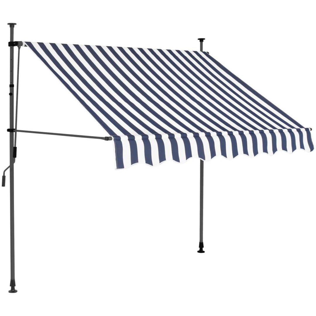 Markis manuellt infällbar med LED 150 cm blå och vit vidaXL – bild 2