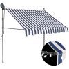 Markis manuellt infällbar med LED 150 cm blå och vit vidaXL – miniatyr 1