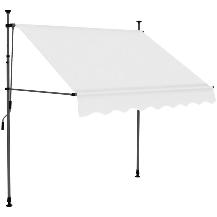 Markis manuellt infällbar med LED 150 cm gräddvit vidaXL – bild 2
