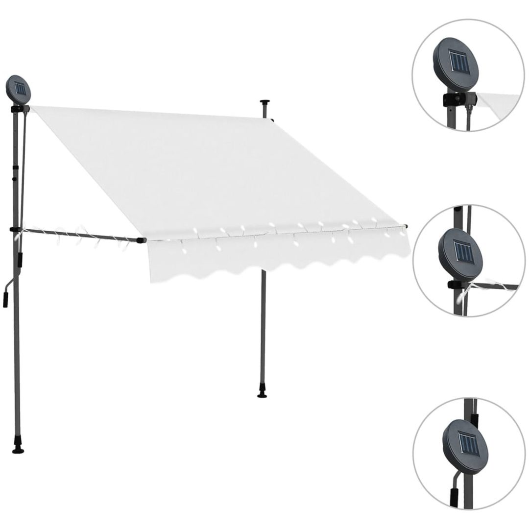 Markis manuellt infällbar med LED 150 cm gräddvit vidaXL – bild 3
