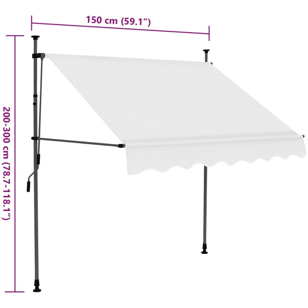 Markis manuellt infällbar med LED 150 cm gräddvit vidaXL – bild 8