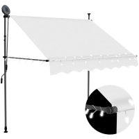 Markis manuellt infällbar med LED 150 cm gräddvit vidaXL
