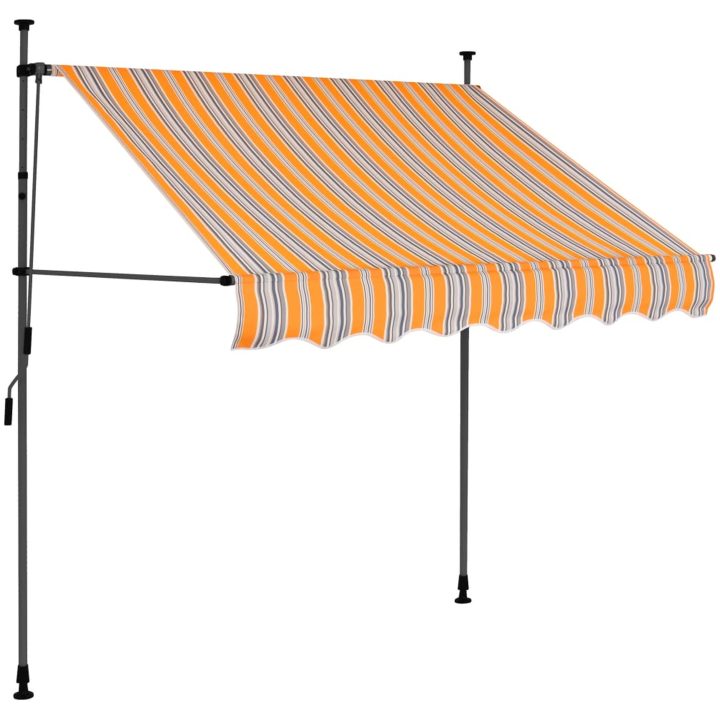 Markis manuellt infällbar med LED 150 cm gul och blå vidaXL – bild 2