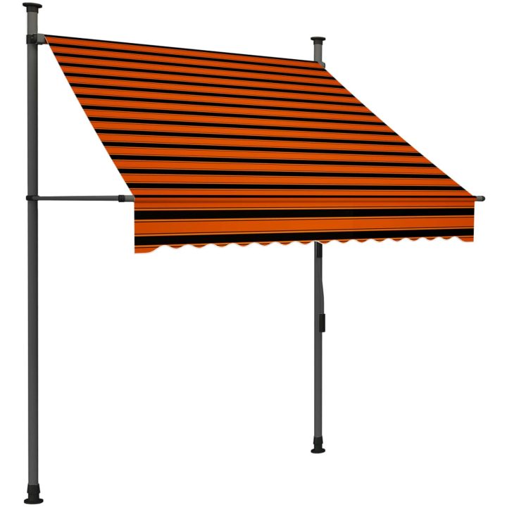 Markis manuellt infällbar med LED 150 cm orange och brun vidaXL – bild 2